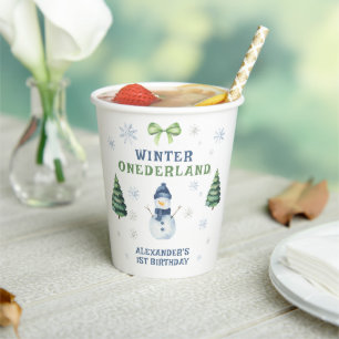 Winter Onederland Snowman 1. Geburtstag Pappbecher