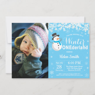 Winter Onederland Snowman Boy 1. Geburtstag Einladung