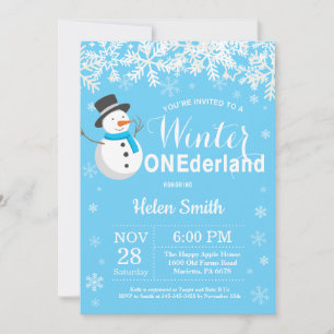 Winter Onederland Snowman Boy 1. Geburtstag Einladung