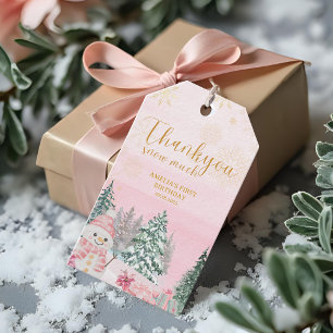 Winter ONEderland Snowman Girl Birthday Pink Gefal Geschenkanhänger