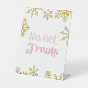 Winter Onederland Sweet Leckereien Pink Gold Sockelschild