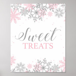 Winter Onederland Sweet Leckereien Rosa Silber Poster