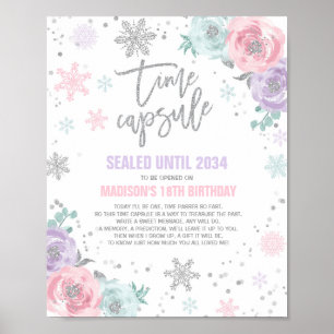 Winter ONEderland Time Kapsel Rosa und Silber Poster