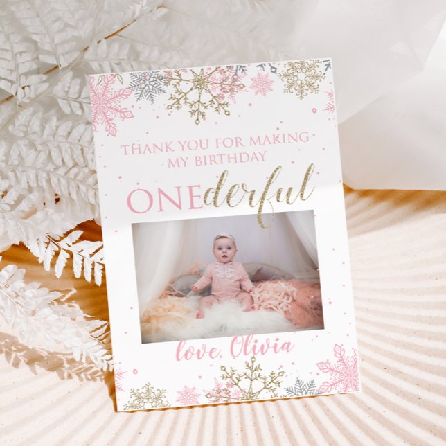 Winter ONEderland Vielen Dank Foto Card Snowflakes Dankeskarte (Von Creator hochgeladen)