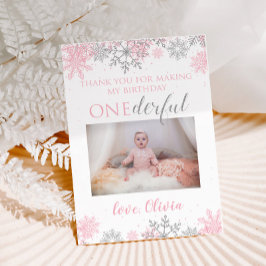 Winter ONEderland Vielen Dank Foto Card Snowflakes Dankeskarte