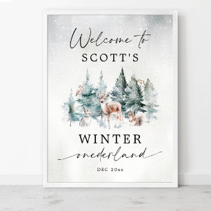 Winter ONEderland Wald 1. Geburtstags-Willkommensg Poster
