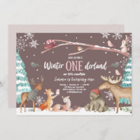 Winter ONEderland Wald Rosa Geburtstag