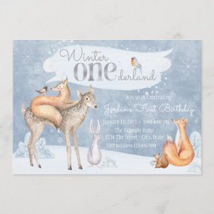 Winter ONEderland Walderstes Geburtstags-Party Einladung