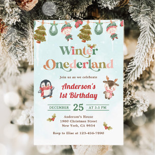 Winter Onederland Weihnachten 1. Geburtstag Party Einladung