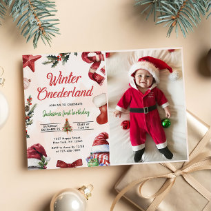 Winter ONEderland Weihnachten Winter Erster Geburt Einladung