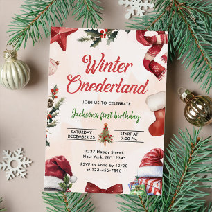 Winter ONEderland Weihnachten Winter Erster Geburt Einladung