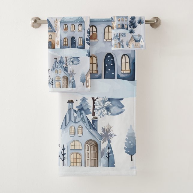Winter Onederland Weihnachtshäuser Geburtstag Badhandtuch Set (Insitu)