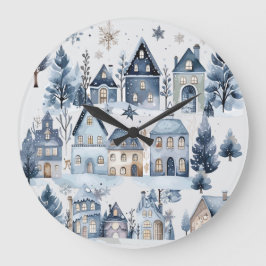 Winter Onederland Weihnachtshäuser Große Wanduhr