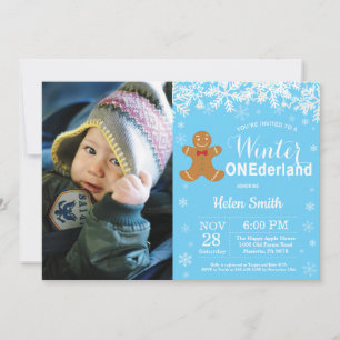 Winter Onederland Weihnachtsjunge 1. Geburtstagsfo Einladung
