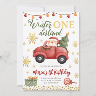 Winter Onederland Weihnachtsmann Einladung zum Geb