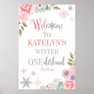 Winter Onederland Welcome Sign Poster