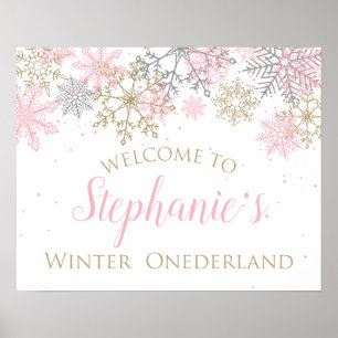 Winter Onederland Welcome Sign Poster