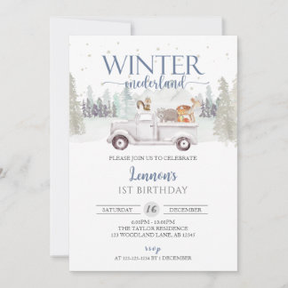 Winter ONEderland, Winter Boys erster Geburtstag Einladung