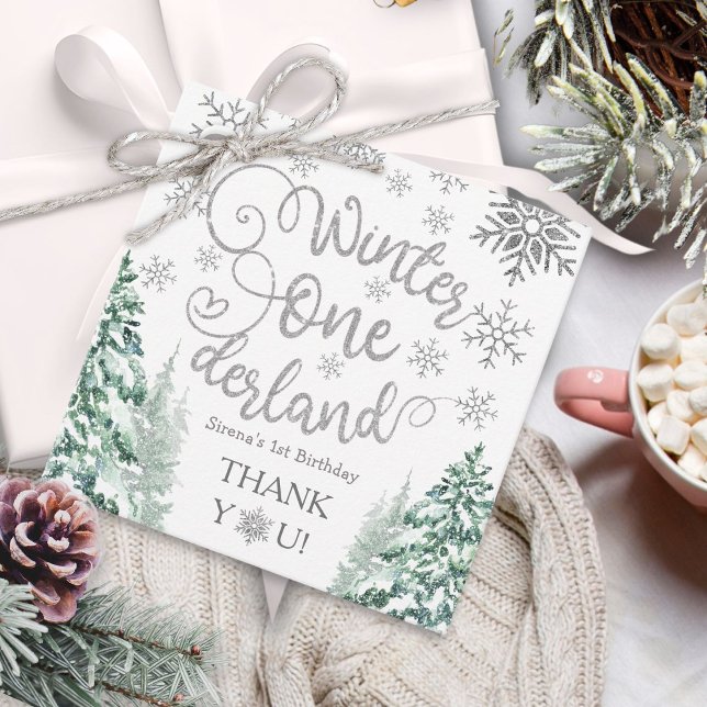 Winter ONEderland Winterwald 1. Geburtstag Geschenkanhänger (Von Creator hochgeladen)