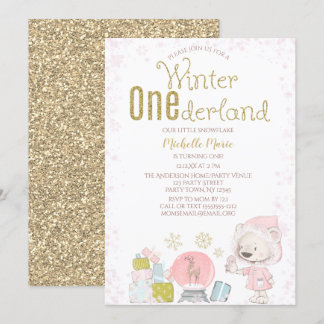Winter Onederland Woodland 1. Geburtstag Einladung