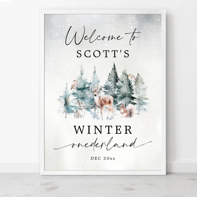 Winter ONEderland Woodland 1st Birthday Welcome Poster (Von Creator hochgeladen)