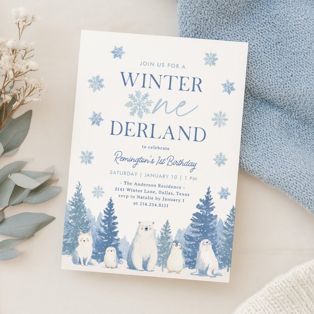 Winter Onederland Woodland Animals 1st Birthday Einladung (Von Creator hochgeladen)