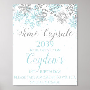 Winter ONEderland Zeitkapsel Schild Blau Silber