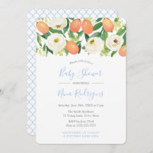 Winter Orange Baby Blue White Boy Baby Dusche