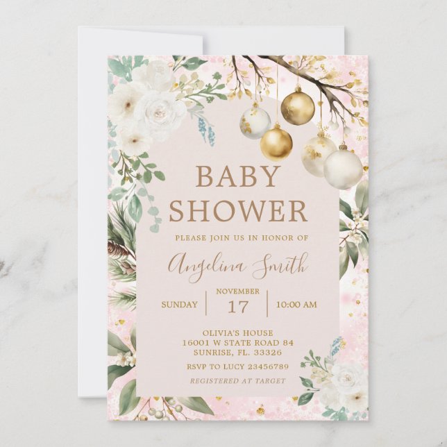 Winter Ornament Weihnachtsdusche Einladung (Vorderseite)