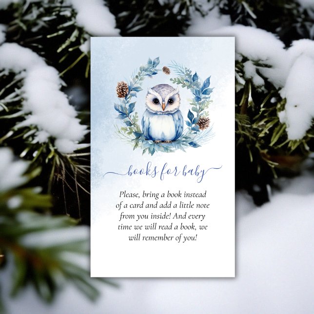 Winter Owl Baby Showbücher für Baby Begleitkarte (Winter Owl Baby Shower Books for Baby Enclosure Card)