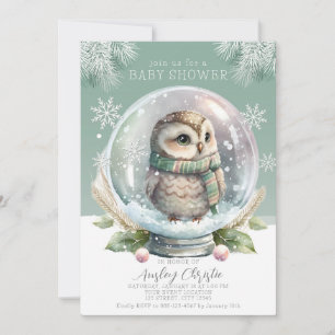 Winter Owl Baby Shower Invitation Boy or Girl Snow Feiertagskarte