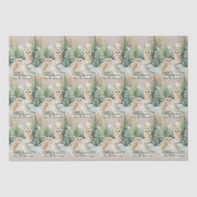 Winter Owl Christmas– Woodland Tissue Paper Seidenpapier (Vorderseite)
