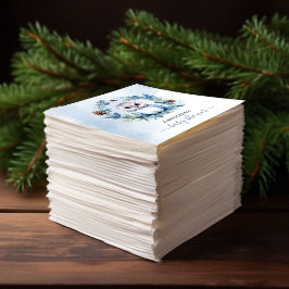 Winter Owl Watercolor Kinderdusche Serviette