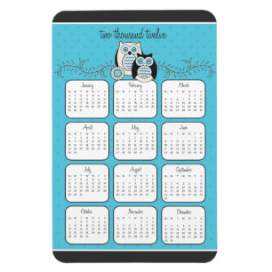 Winter Owls 2012 Calendar Magnet