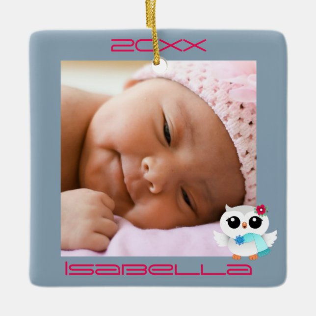 Winter Owls Keramikornament (Vorderseite)