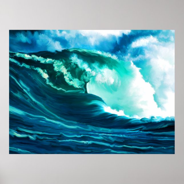 Winter Pacific Surf Oil Painting Poster (Vorne)