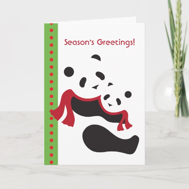 Winter-Panda-Bärn-gefaltete Feiertagskarte (Vorderseite)