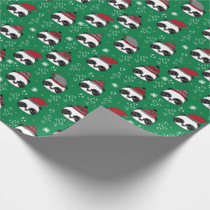 Winter Panda niedliche Weihnachten rot und grün Geschenkpapier