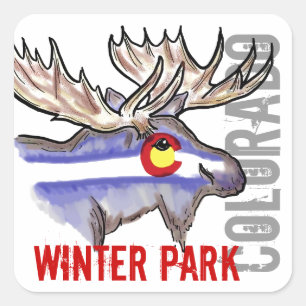 Winter Park Colorado Flagge Elch Design Aufkleber