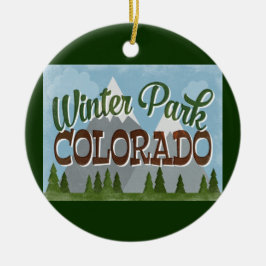 Winter Park Colorado Fundus Retro Snowy Mountains Keramik Ornament
