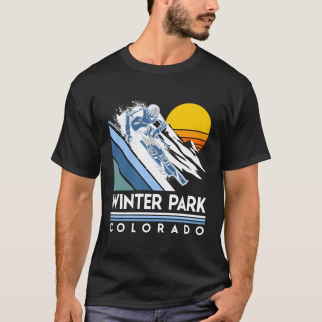 Winter Park Colorado Retro Skigebiet Hoodie T-Shirt (Vorderseite)