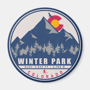 Winter Park Colorado Retro-Sonnenuntergang-Souveni Magnet