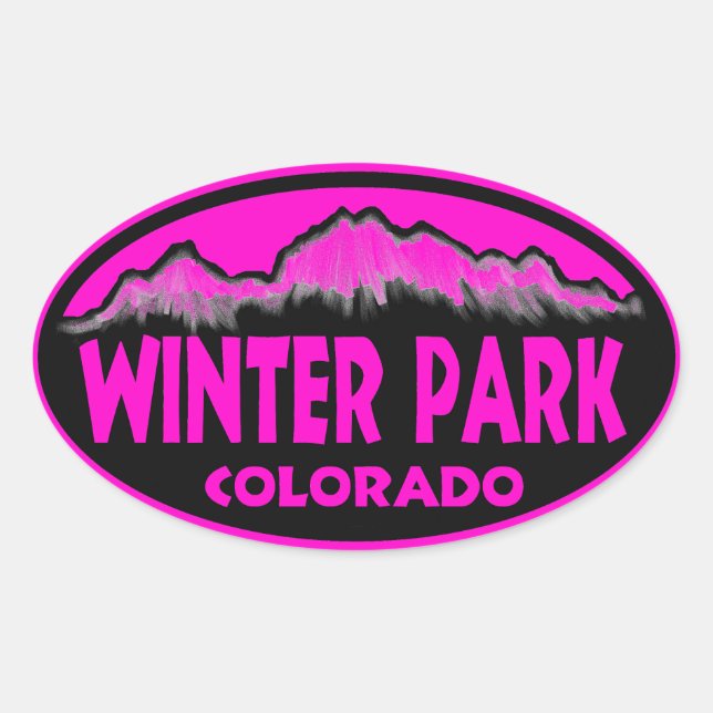 Winter Park Colorado Rosa ovale Aufkleber (Vorderseite)