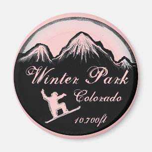 Winter Park Colorado Rosa Snowboard Kunstmagnet Magnet