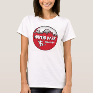 Winter Park Colorado Rotes Snowboard Damen T-Shirt