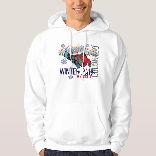 Winter-Park-Colorado-Snowboarderaufzug Hoodie (Vorderseite)