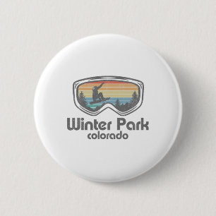 Winter Park Snowboarden Retro Colorado Snowboard Button