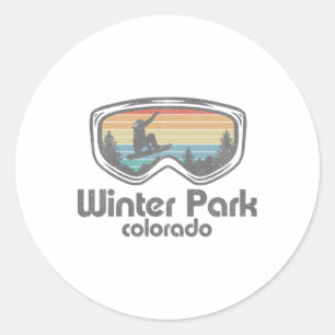 Winter Park Snowboarden Retro Colorado Snowboard Runder Aufkleber