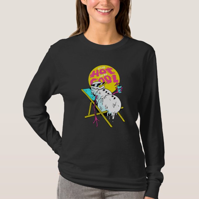 Winter Party Deck Chair Parody Melting Snowman T-Shirt (Vorderseite)