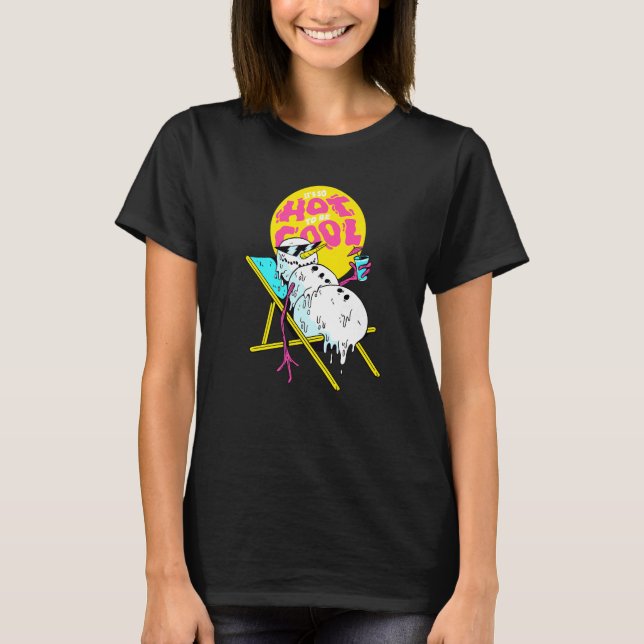 Winter Party Deck Chair Parody Melting Snowman T-Shirt (Vorderseite)
